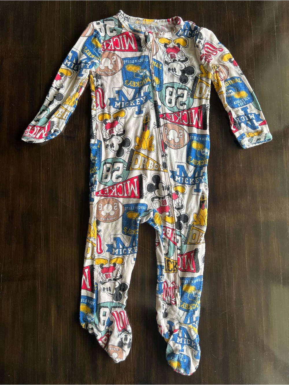 Mickey Mouse Multicolor Baby One-Piece Footed Pajamas